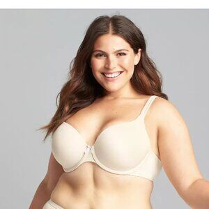 CACIQUE Lightly Lined T Shirt Bra 46D Cotton Stretch Underwire Plus Size NWT Tan